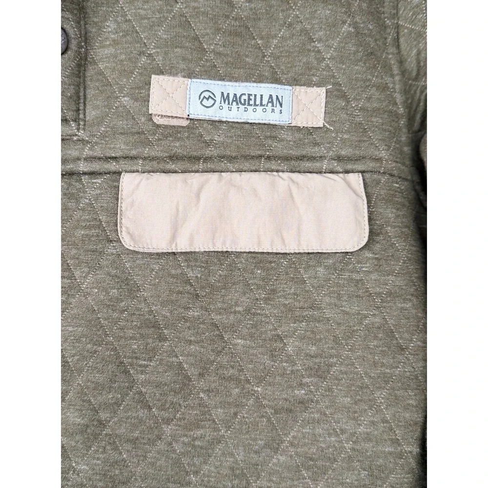 Magellan Outdoors Campfire Quilted Henley Pullover Olive Night Mens S - Picture 8 of 16